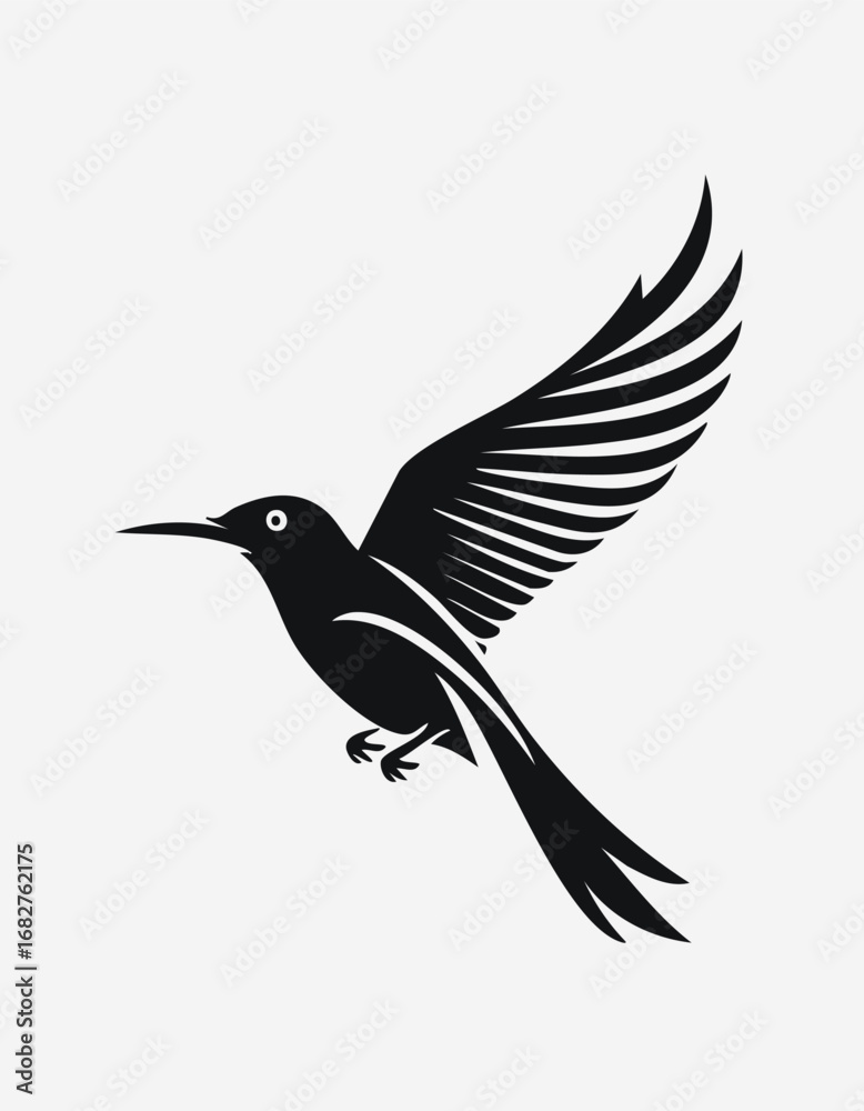 Fototapeta premium Bird Aves Animal Vector Logo in Black and White, Minimalist and Simple Design, Perfect for Wildlife Branding, Nature Illustration, and Unique Animal Identity 