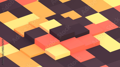 3D render Halloween theme color cubic floor.