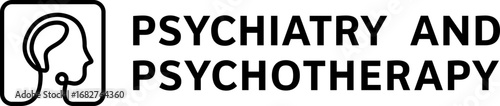 black simple line art psychiatry and psychotherapy vector logo design