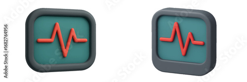 Medical heartbeat pulse line graph on screen. Modern 3D Icon Set