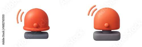 Orange siren with sound waves, emergency alert symbol. Modern 3D Icon Set
