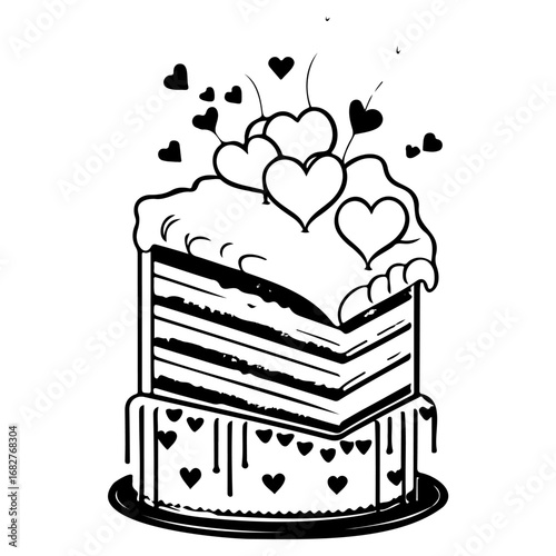 Sweet layered dessert with cream and heart-shaped toppings for celebrations and affectionate