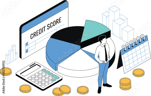 Isometric credit score analysis with financial elements