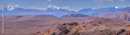 Dry Mongolian landscapes of the south of Altai, panoramic view	
