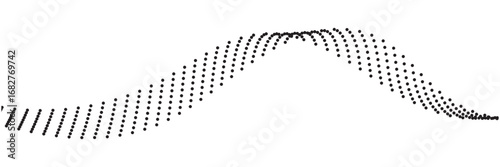 Halftone waves. Abstract dotted wave pattern design. Black dotted wave flowing across white background, creating a modern abstract pattern ideal for digital art, technology. vector illustration. 