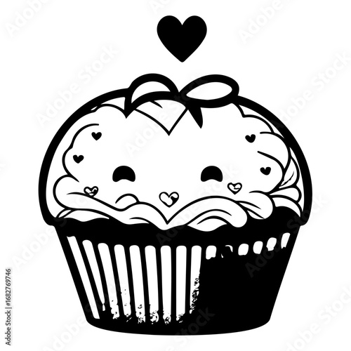 Whimsical confection adorned with hearts creates a delightful illustration that brings smiles and