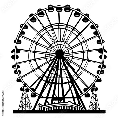 Whimsical ferris wheel silhouette against plain backdrop evokes joy and youthful fun for any