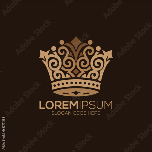 Brown Ornate Crown Logo Design | Classic Luxury Royal Emblem for Premium Brands, Jewelry, Hotels & Elite Businesses