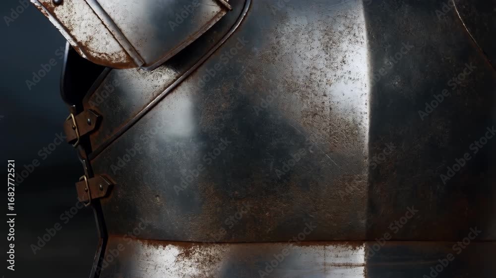 Close-up on an old rusty medieval armour
