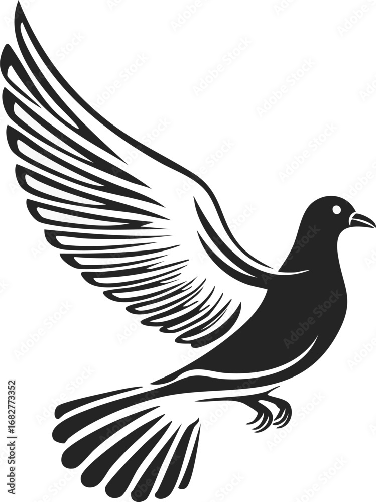 Obraz premium Pigeon Bird Aves Animal Vector Logo in Black and White, Minimalist and Simple Design, Perfect for Wildlife Branding, Nature Illustration, and Unique Animal Identity 