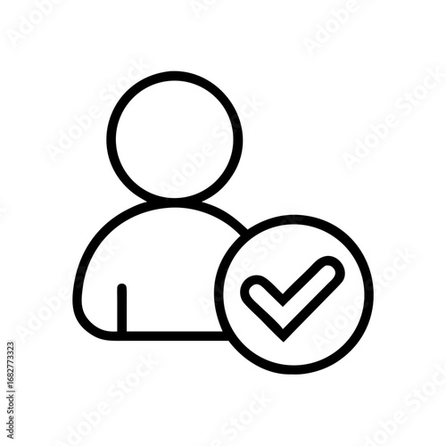 Outline of a person icon with a checkmark inside a circle indicating verification or confirmation process done