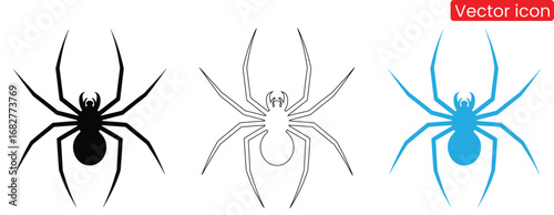Stylish spider icons for modern designs and branding,Spider icons set. Flat, icons of different types of spiders, set of spiders. Vector icons