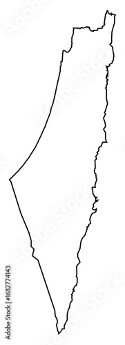Black Outline Palestine Map Asian Country