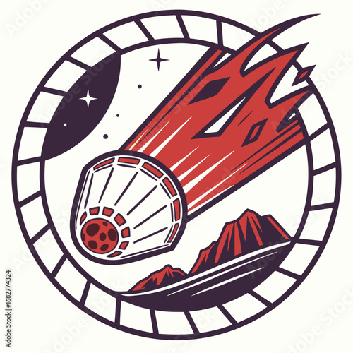 Spacecraft Comet Impact Graphic Design.