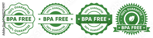 Green BPA Free Guarantee Badge Icons for Safe Product Labeling