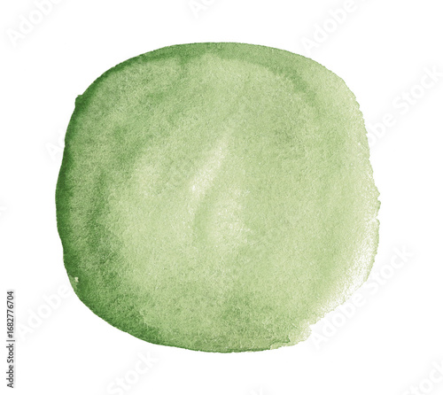 Olive green watercolor isolated abstract spot with divorces and borders. Watercolor frame with copy space for text.