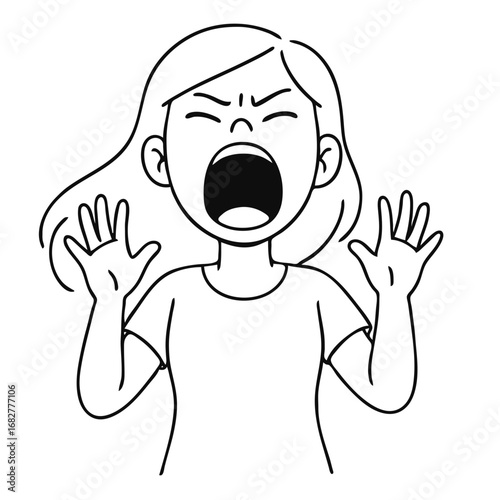 Young woman screaming loud