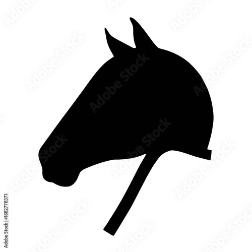 Vector art of silhouette of a horse head with bridle, a symbol of strength and grace