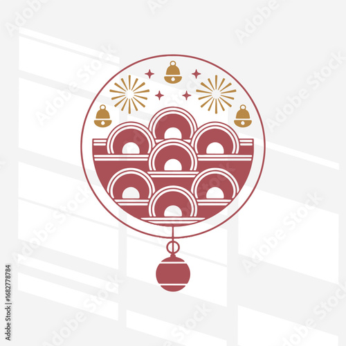 Chinese Coin flat design concept on simplicity, elegance, and ease of recognition.
