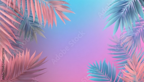 Pastel palm leaves frame (1)