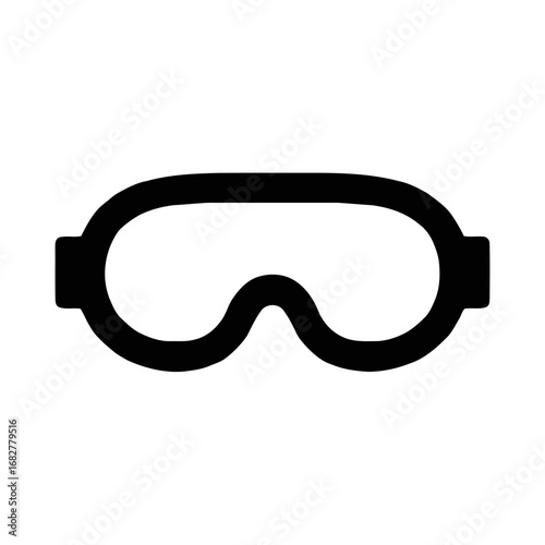 Vector art of a simple black and white icon of safety goggles for eye protection
