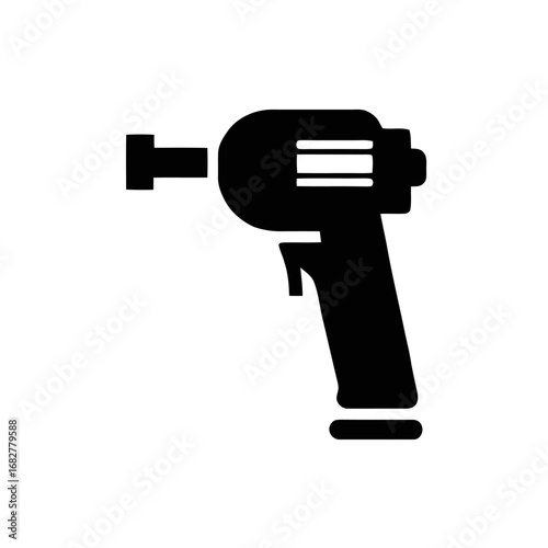 Vector art of rivet gun icon for fastening metal sheets in construction and manufacturing