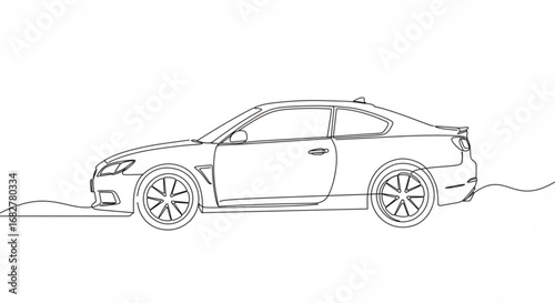 Sleek sports car line drawing