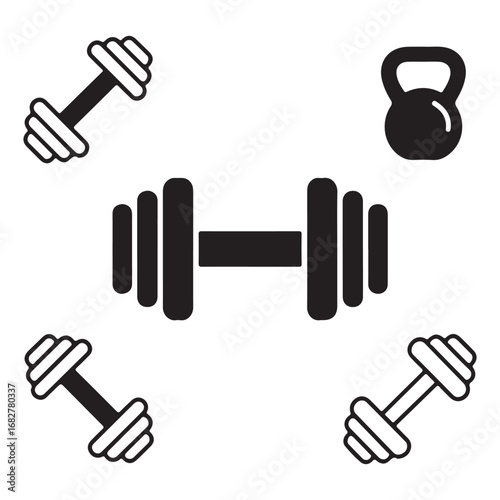 Bodybuilding and powerlifting equipment symbols