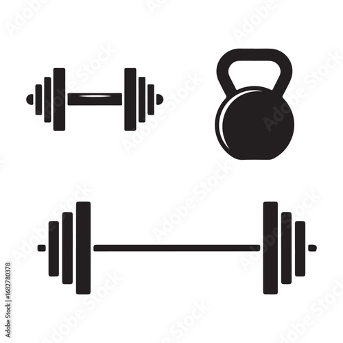 Bodybuilding and powerlifting equipment symbols