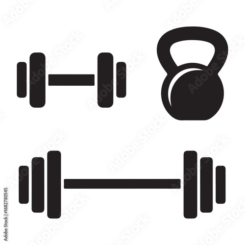 Strength training equipment vector set