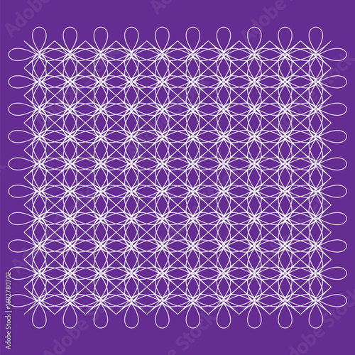 Abstract White Lace Overlay on Purple Geometric Elegance Pattern