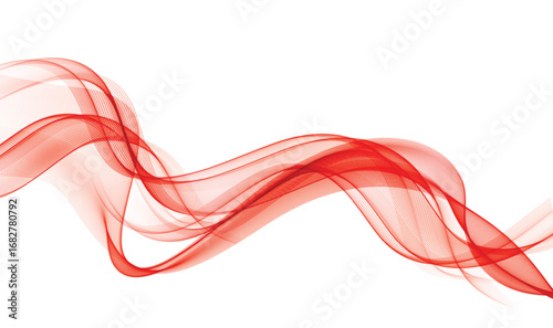 Abstract vector background, transparent waved lines . Red smoke wave.