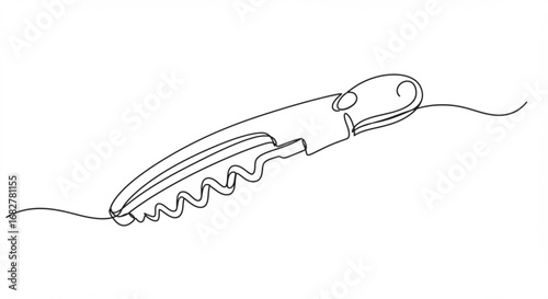 Simple line drawing of a corkscrew bottle opener