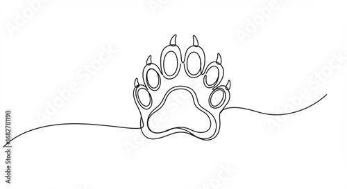 Minimalist bear paw print outline drawing