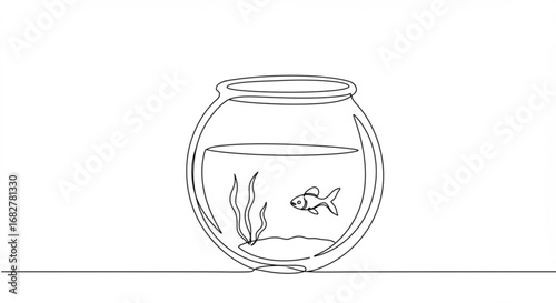 Fishbowl with goldfish and plant