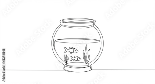 Fishbowl with two fish and plants
