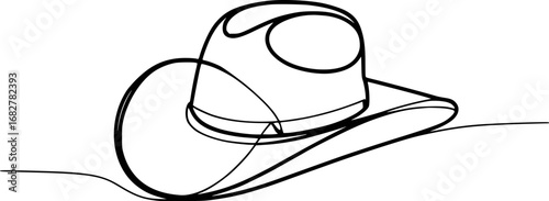 Minimalist cowboy hat line art western headwear