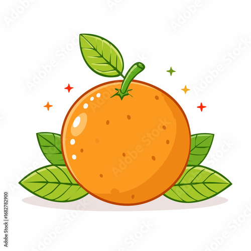 orange isolated white background orange clipping path orange with leaves ,vector svg