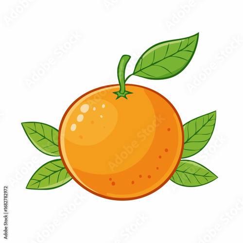 orange isolated white background orange clipping path orange with leaves ,vector illustration