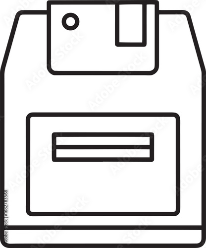 Save floppy disk outline vector illustration, line art