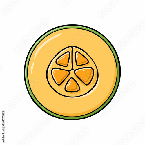 yellow galia melon isolated white background honeydew melon slice,vector svg
