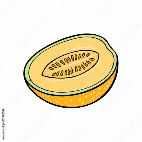 yellow galia melon isolated white background honeydew melon slice