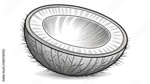 Hand Drawn Half Coconut Illustration fruit tropical