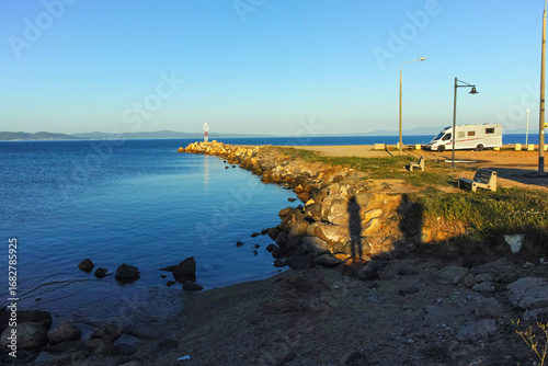 Coastline of town of Nea Poteidaia, Greece