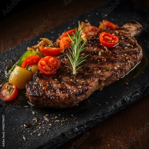 grilled steak with vegetables