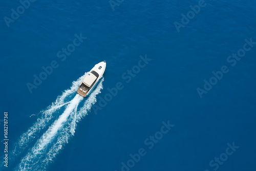 Speedboat racing across the Mediterranean blue