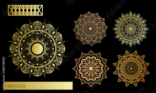 5 in 1 Luxury Mandala Design Set WITH PREMIUM METALIC GOLD COLOR INTRICATE DESIGN TEMPLATE