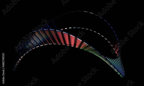 Abstract dark background, futuristic glass shape, 3d render