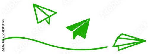 シンプルな紙飛行機・メールのアイコングリーン