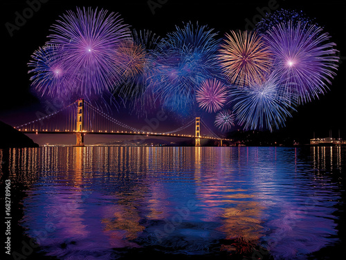 Fireworks exploding over th...